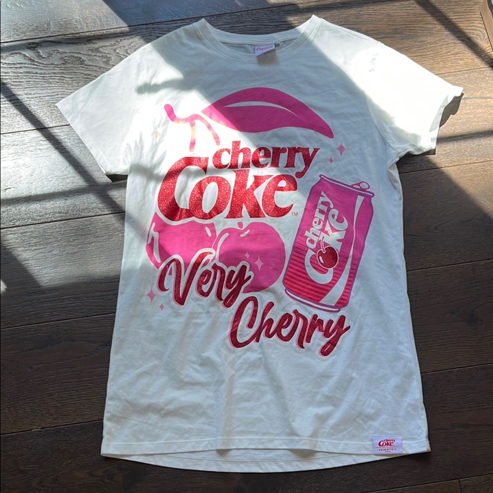 Coca Cola Cherry Coke White T-Shirt with Red Graphics